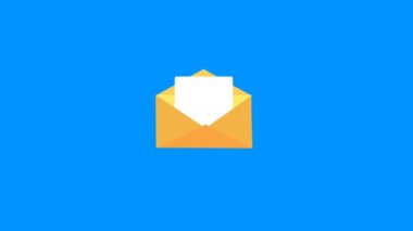 Email. 2D geçiş animasyonu arka planı. Onay kavramları, kabullenme ve memnuniyet gösterme.