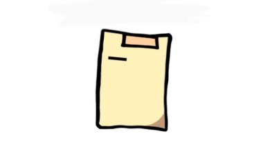 Beyaz arkaplan, okul ve eğitim animasyonunda canlandırılmış kağıt satırı simgesi,