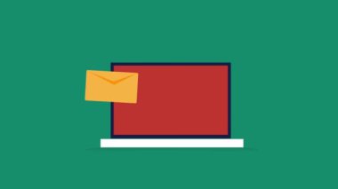 Dizüstü bilgisayarda e- posta veya veri alan simgenin canlandırması.