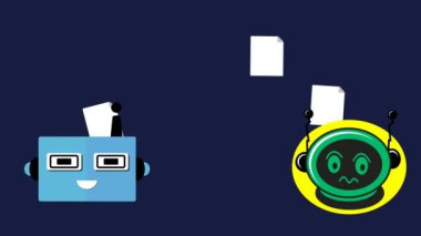 Dosya gönderen 2 yapay zeka robotunun canlandırması