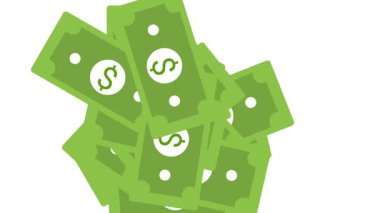 beyaz arka planda bir yığın dolar