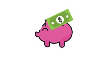 Üstünde Kağıt Dolar olan Pembe Domuz Kumbarası Videosu
