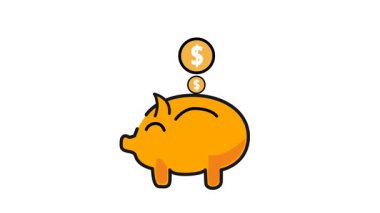 Turuncu Piggy Bank Videosu Para Doları Üstte