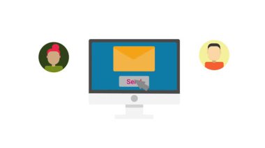  E- posta pazarlaması, izleyicilerle iletişim, e-posta konsepti.