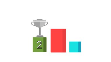 2 numara, kazanan, şampiyon, kupa, ödül, ikinci ödül konsepti. Video canlandırma klibi.