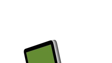 Basit 3D animasyon, yeşil telefon ekranı.