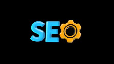 Seo Arama Optimizasyonunun siyah arkaplan ile 3B Canlandırması