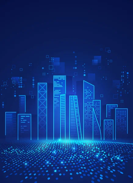 Konzept Der Smart City Grafik Von Gebäuden Mit Digitalem Technologie — Stockvektor
