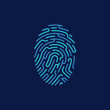 concept of cyber security or biometrics, an editable path graphic of fingerprint combined with maze 