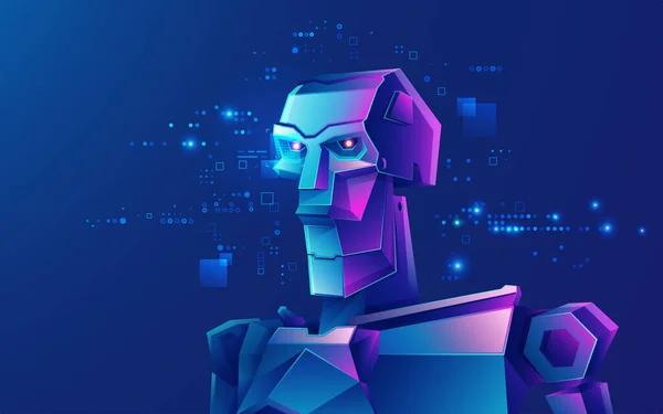 사이버 스타일로 표시된 인공지능 로봇의 캐릭터 디자인 — 스톡 벡터