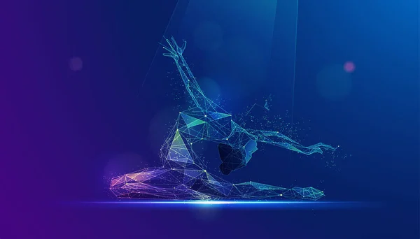 Графіка Низькопровідної Балерини Виконує Ритмічну Гімнастику Представлену Яскравим Футуристичним Стилем — стоковий вектор