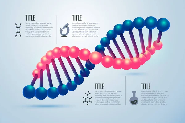 Wetenschap Biologie Infographics Dna Helix Met Research Tool Iconen — Stockvector