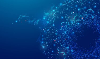 Dijital dönüşüm konsepti, fütürist elementle noktalı çember grafiği