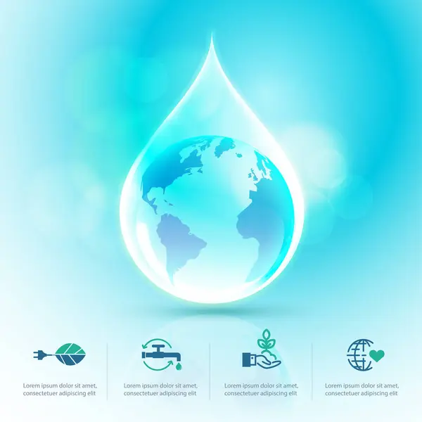Concept Van Aarde Dag Milieu Dag Grafiek Van Waterdruppel Met Vectorbeelden