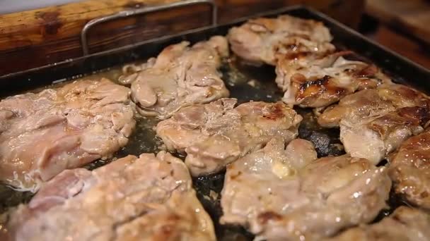 Grill Kurczaka Filet Stek Street Food — Wideo stockowe