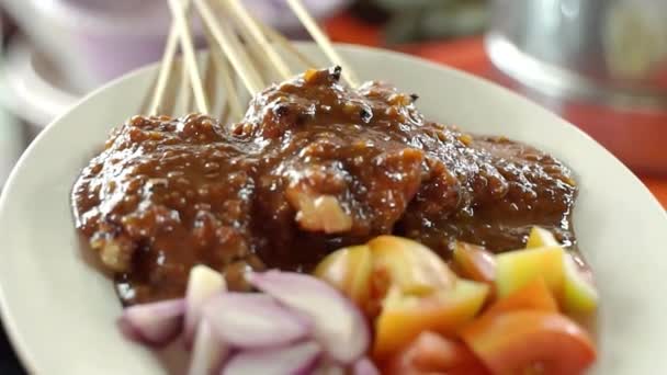 Somon Pui Sos Arahide Servit Sos Soia Dulce Street Food — Videoclip de stoc