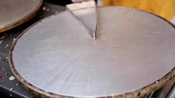 Processus Fabrication Des Crêpes Roses Street Food — Video