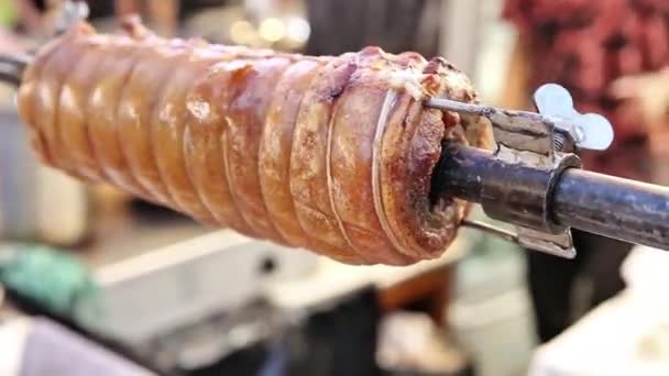 Grilled Pork Chop Close — Stock Video