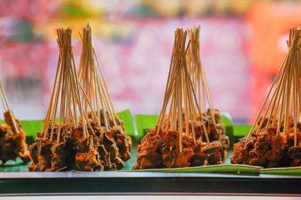 stock image Photo of a Padang Satay in a sales display case close up