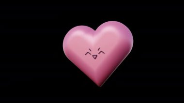  Aşk emojisinin şeffaf arkaplana aşık oluşunun 3 boyutlu canlandırması.