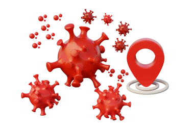 Kırmızı 3 boyutlu koronavirüs modeli. Sağlık grafikleri, eğitim materyalleri ya da salgınla ilgili haber makaleleri için mükemmel. 3d Hazırlama