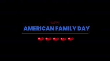 Animasyon Mutlu Amerikan Aile Günü grafiği. Beş kalpli. Kutlamalar, sosyal medya paylaşımları, tebrik kartları ve aile odaklı içerik için mükemmel..
