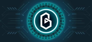 Bando protokol sembolü ve şifreli para birimi temalı arka plan tasarımı. Bant protokol simgesi için modern neon renkli pankart. Bant zinciri teknolojisi, dijital defi yeniliği veya takas konsepti.