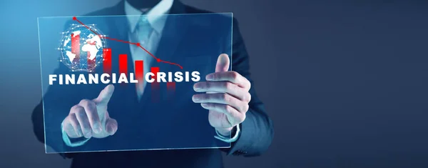 Adam Ekranda Mali Krize Parmak Basıyor — Stok fotoğraf