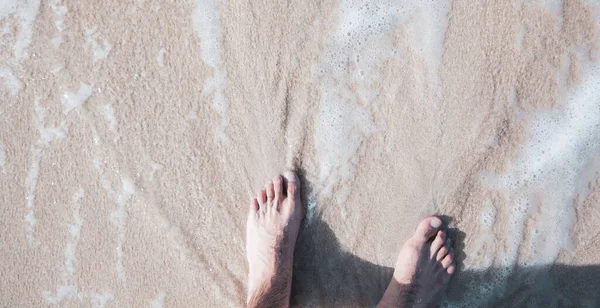 Anak Muda Kaki Pantai Atas Pasir — Stok Foto