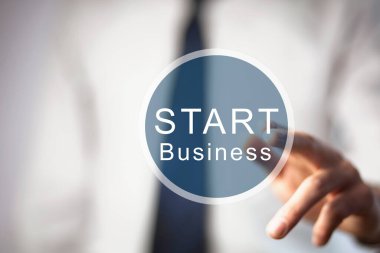 Sanal düğmeye basan işadamı işe koyul