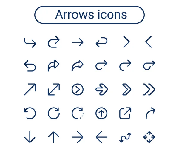 Vektorpfeile Icon Set Mini Pfeil Umreißt Symbole Gesetzt Editierbarer Schlaganfall — Stockvektor