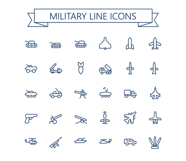 Ensemble Icônes Vectorielles Ligne Militaire Icônes Contour Militaire Course Modifiable — Image vectorielle