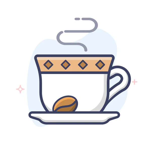 土耳其咖啡杯轮廓图标 咖啡杯和茶托线插图 — 图库矢量图片
