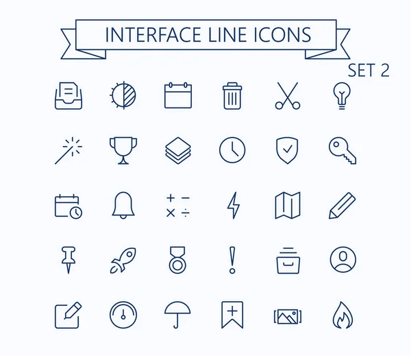 Interface Utilisateur Ligne Mini Icônes Ensemble Course Modifiable — Image vectorielle