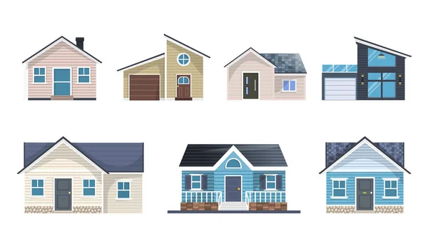 Houses Flat Vector Icon Modern Homes Vinyl Siding Panel Illustration — Stock Vector