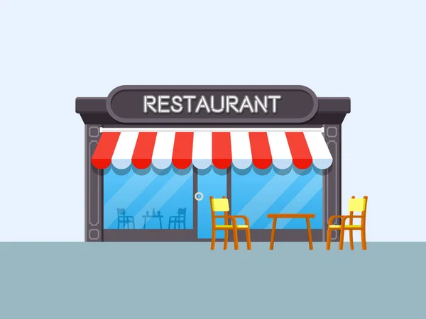 Façade Restaurant Vecteur Plat Illustration — Image vectorielle