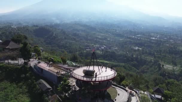 Magelang Jawa Tengah September 2023 Drone Melihat Menara Langit Ketep — Stok Video