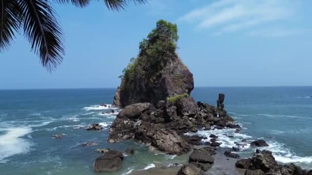 Mercan Kayalıkları Güzel Dalgaları Olan Tropik Plajlar Turist Ziyaretçi Olmayan — Stok video