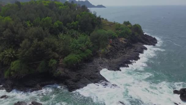 Drohnenblick Die Schönheit Von Menganti Beach Kebumen Zentraljava Indonesien Einem — Stockvideo