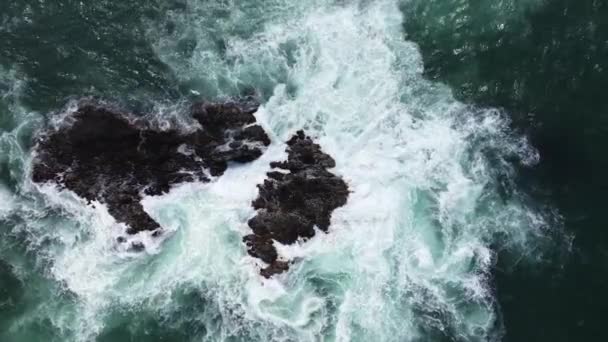 Drone Zicht Schoonheid Van Koraalrotsen Kalme Golven Van Zee Aan — Stockvideo