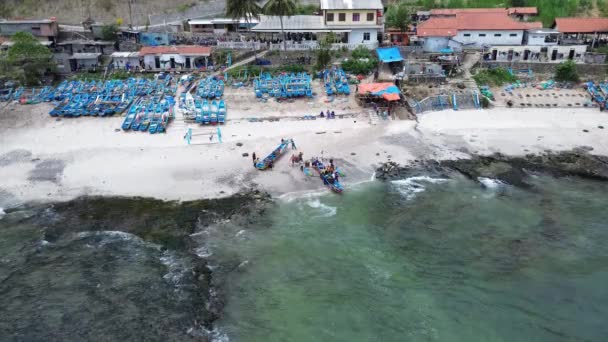 Drone Vista Playa Menganti Kebumen Central Java Indonesia Playa Con — Vídeos de Stock