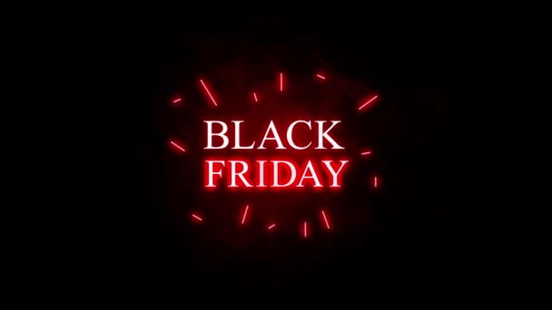 Jumat Hitam Pada Api Black Friday Sale Neon Sign Banner — Stok Video