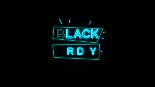 Černý Pátek Ohni Černý Pátek Prodej Neon Podepsat Banner Pozadí — Stock video