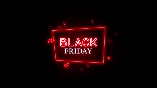 Sexta Feira Negra Chamas Black Friday Venda Neon Sinal Banner — Vídeo de Stock