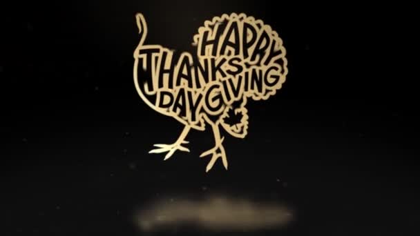 Šťastné Díkůvzdání Animace Šťastný Dík Podzimní Koncept Animace Podzimními Listy — Stock video