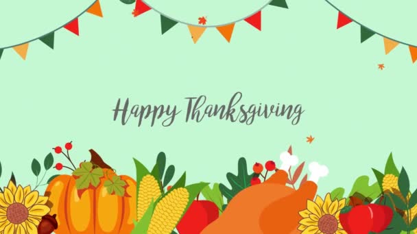 Happy Thanksgiving Animation Glückliche Danksagung Und Herbstliche Konzeptanimation Mit Herbstblättern — Stockvideo