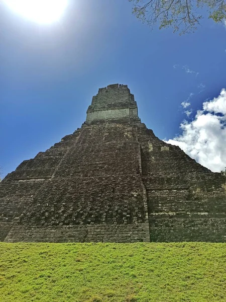 Csendes Felség Guatemalai Tikalban Található Nagy Jaguár Templom Varázslatos Visszapillantása — Stock Fotó
