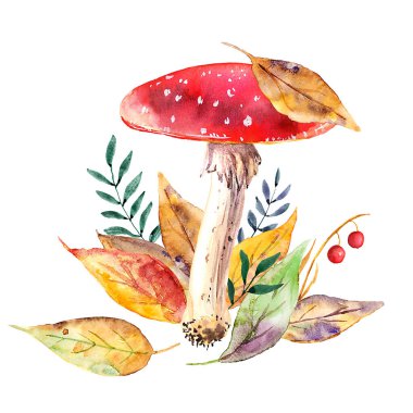 Sinek burcuyla dekoratif çizimler ve yapraklar