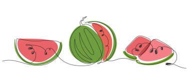Renkli karpuz dilimleri vektör klipsi sanatında bir çizgi çizer