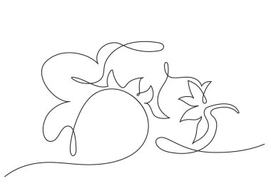 Bir çizgi karalama tekniğinde üç vektör çileğin ana hatları.